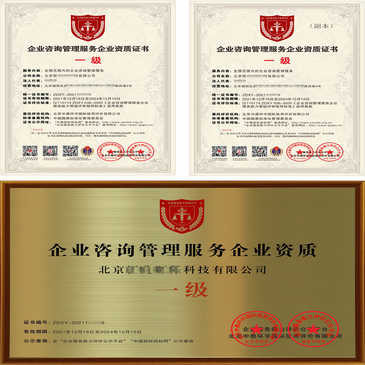 企业咨询管理服务企业资质证书申办所需资料和费用
